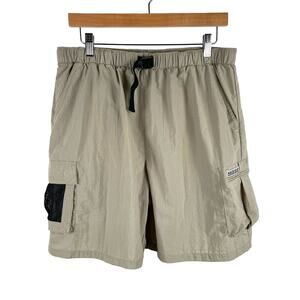 90s Vintage North Point Cargo Shorts Mens L Khaki Tan Nylon Outdoors Hiking